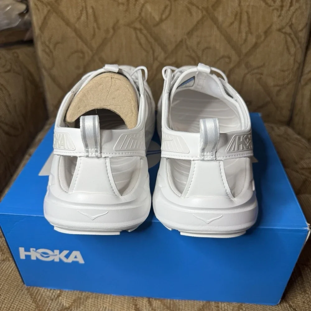 Hoka One U Hopara White Men 10 Running Water Shoe Sandals 1123112‎ Nee